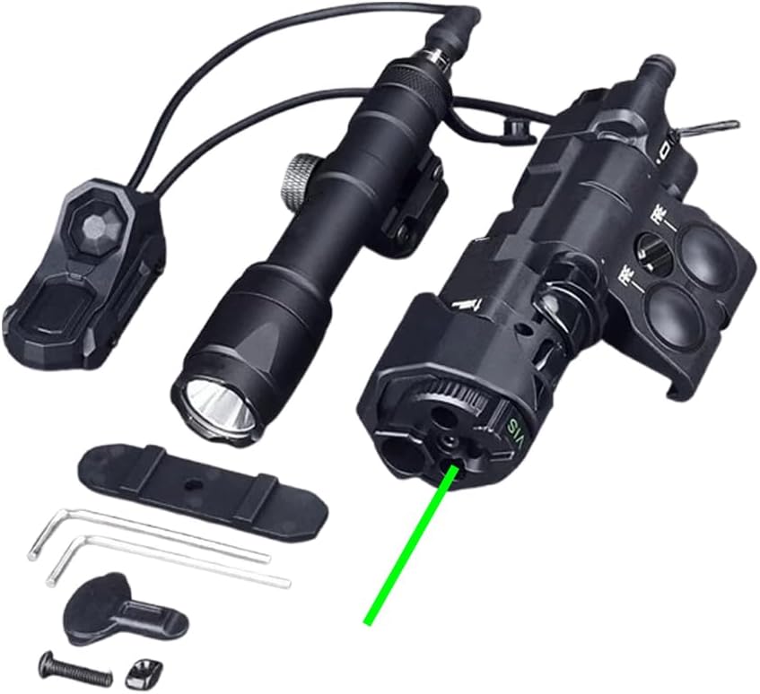 Nylon MW C1+ Box Aiming Laser Sight(with Red/Green/Blue Laser + IR Laser + IR Fill Light + LED Flashlight),&M600C LED White Flashlight,&AX Modular Dual Wire Remote Pressure Switch (SF+2.5MM) Set,Black
