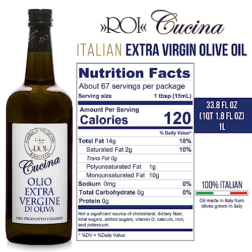 Roi Ligurian Italian Extra Virgin Olive Oil First Cold Pressed - Cucina Olive Oil Imported From Italy, Olive Oil High In Polyphenols, 34 Fl Oz (1 Liter) #TOP1