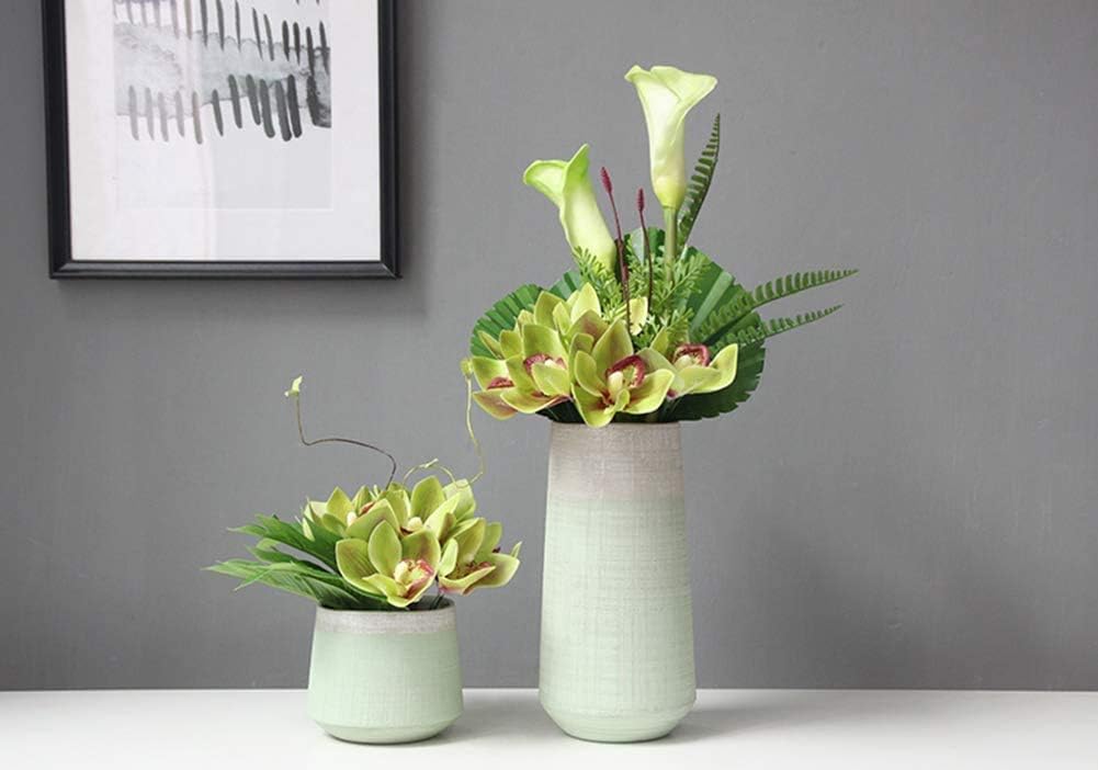 20Pcs Real Touch Artificial Fake Plants Silk Cymbidium Orchid Flowers Arrangements Wedding Bouquets Decorations Plastic Floral Table Centerpieces Home Kitchen Garden Party(Green)