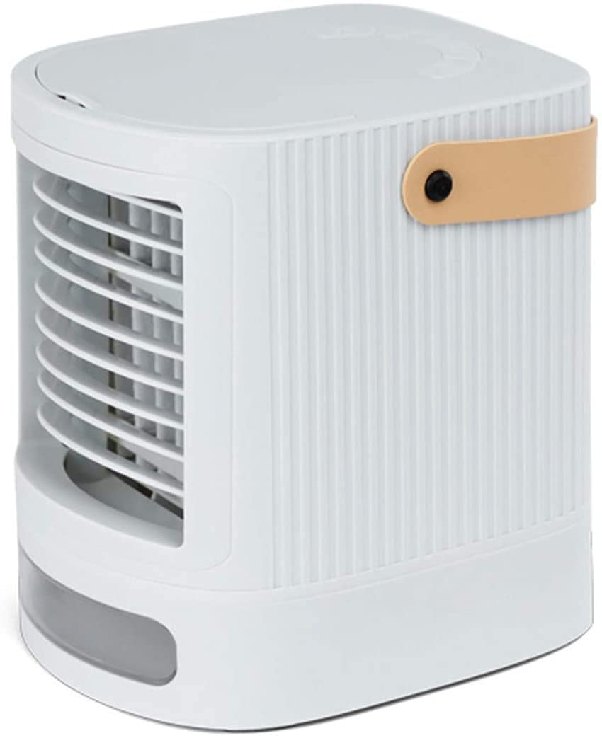 HXYSXHJUO Quiet Mini Conditioner Desk Cooling Fan for Home,Portable Air Cooler, Portable USB Humidifier with 3 Speeds 7 Colors LED Light, Personal F