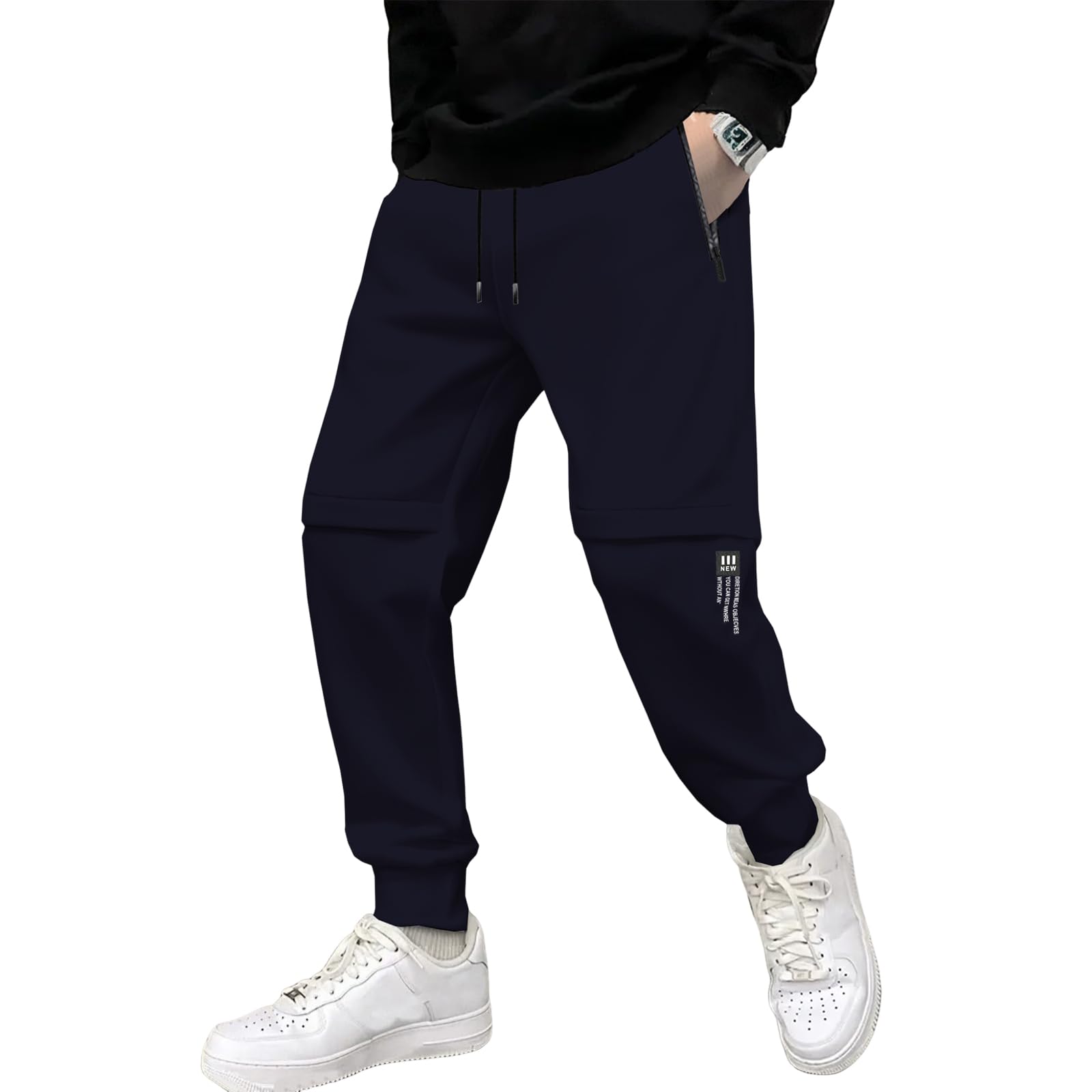 FoxQ Men's Sweatpants with Ankle Ribbing and Zipper Pockets, Athletic Joggers for Workouts, Runs and Hikes