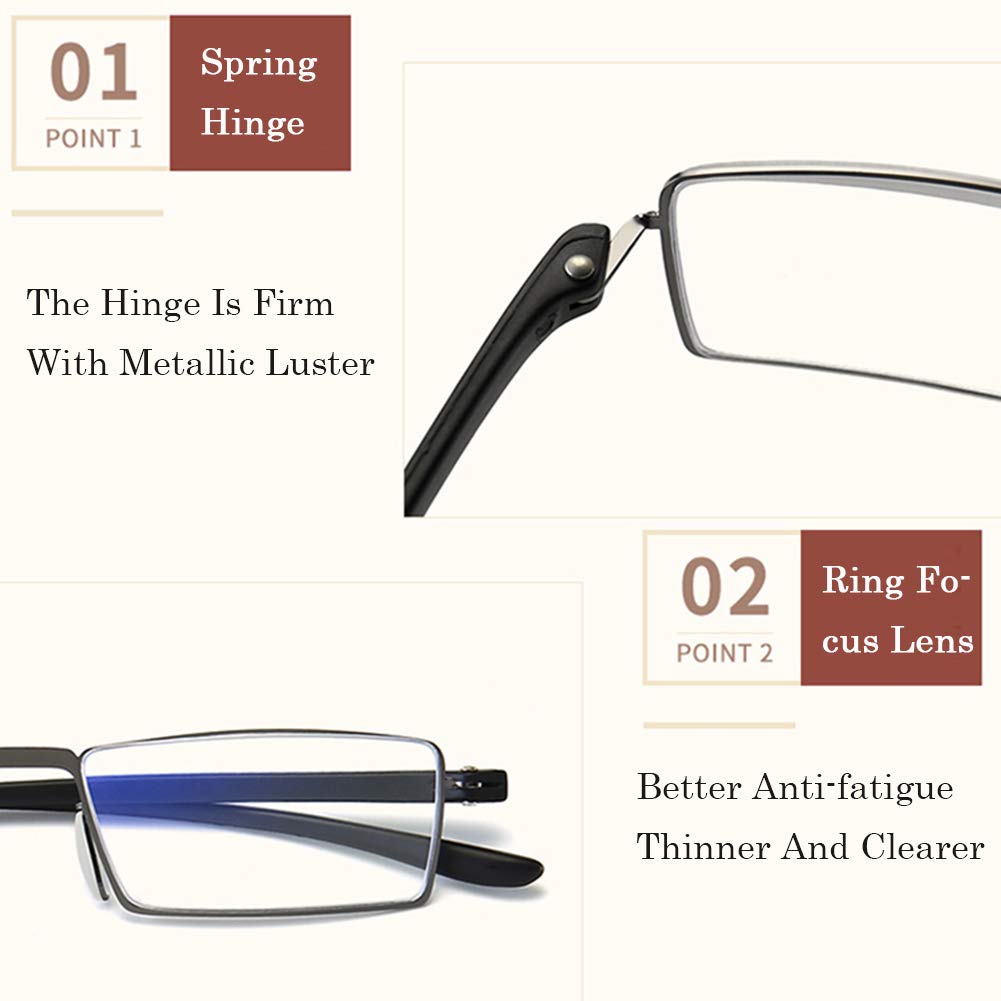 Gafas de Lectura Superleggero per Uomo E Donna,Anti Affaticamento y Anti Luce Blu,4 Pacco Lectores de Computadora/Gaming con Cerniere Molla de Acciaio Inossidabile(1.5X)