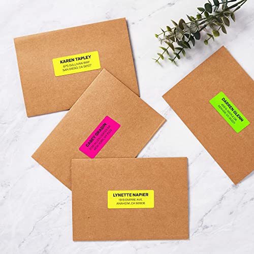 Avery Printable Address Labels With Sure Feed, 1" X 2-5/8", Assorted Neon (Magenta, Green And Yellow), 450 Blank Mailing Labels (5979) #TOP1