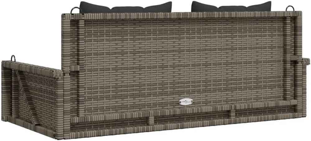 Swing Bench Grey PE Rattan, Powder-Coated Steel,Outdoor Swing Bench for Garden, Patio & Balcony – Modern Design with Comfortable Seating Patio Furniture