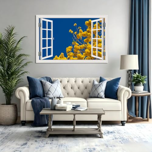 Cuadro lienzo efecto ventana de montañas nevadas para decoración moderna de 20x30cm 5