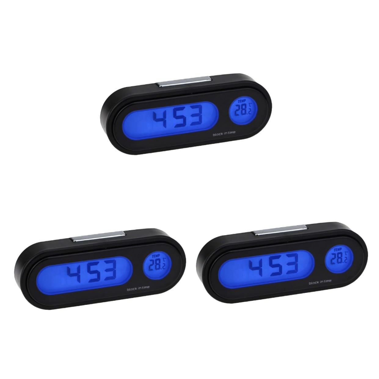 Mobestech 3piezas Digital De Coche Reloj Electrónico De Alta Precisión Pantalla De Temperatura Para De Automóviles Fácil Instalación y Uso Oficina y Hogar