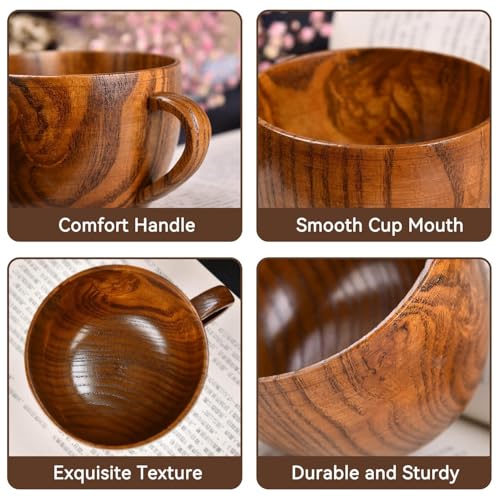 Juego de 4 tazas de madera para café y té miniatura 5