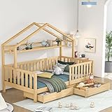 Dolamaní Cama infantil de 90 x 200 cm de profundidad, cama de suelo con...