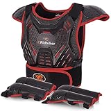 Kids Dirt Bike Gear Motorcycle Armor, Kids Chest Protector Motocross Motorcycle Protective Gear Body Armor Vest Knee Guards and Elbow Full Body Protection Set for Cycling Skateboard MTB ATV (Red)