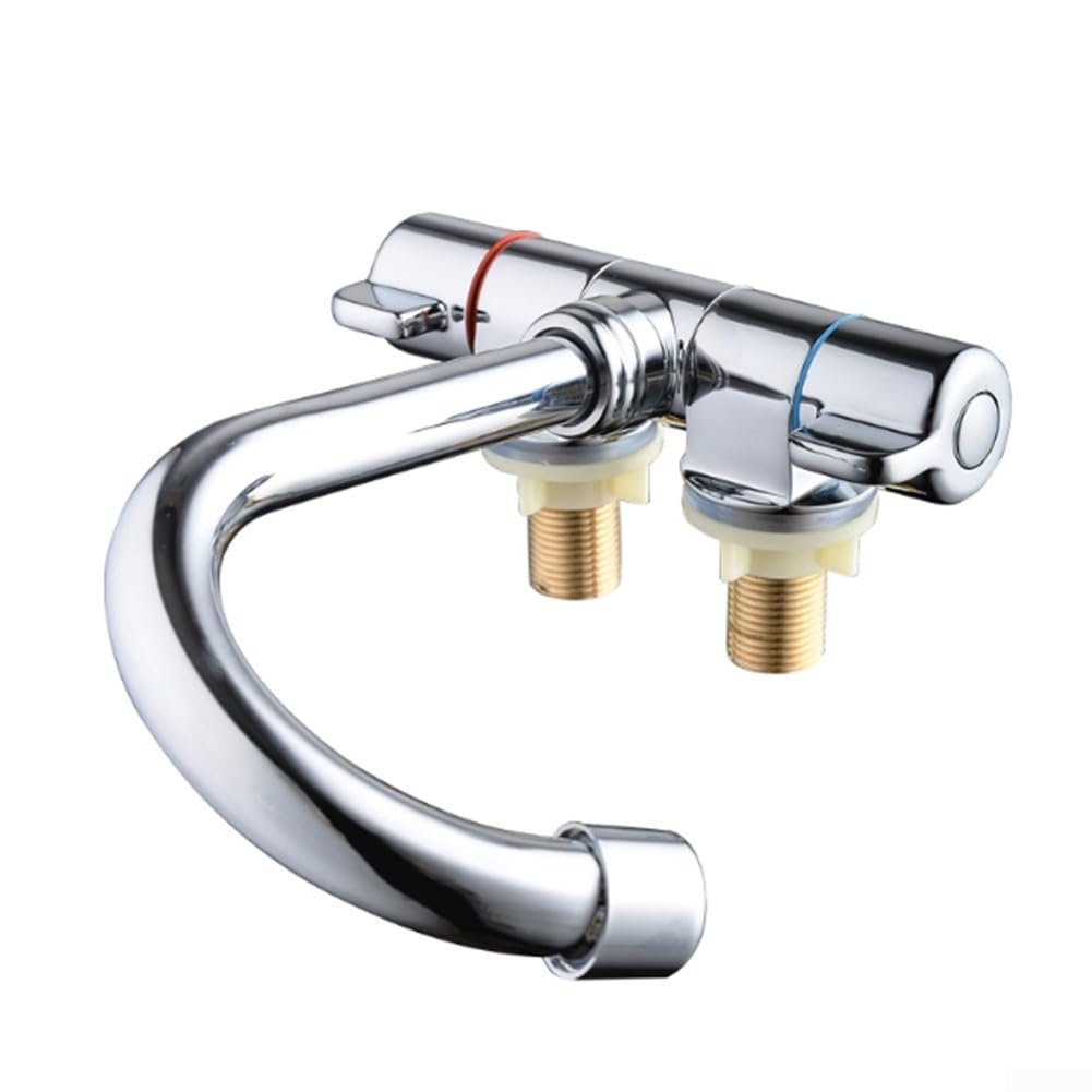 Grifo de doble manija plegable, para fregadero de caravana, grifo mezclador plegable para cocina y baño, sistema de agua para autocaravana, cámper (001)