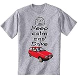  Teesandengines Autobianchi Y10 Keep Calm And Drive Tshirt di Cotone da Uomo Grigio Size Small