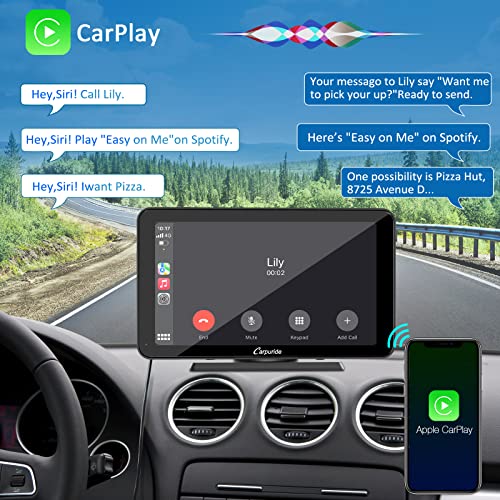 image for CARPURIDE Car Audio Receiver, Wireless Apple Carplay and Android Auto 