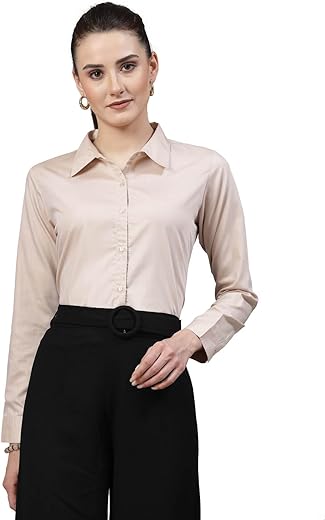 Style Quotient Women Solid Chambrey Regular Formal Shirt