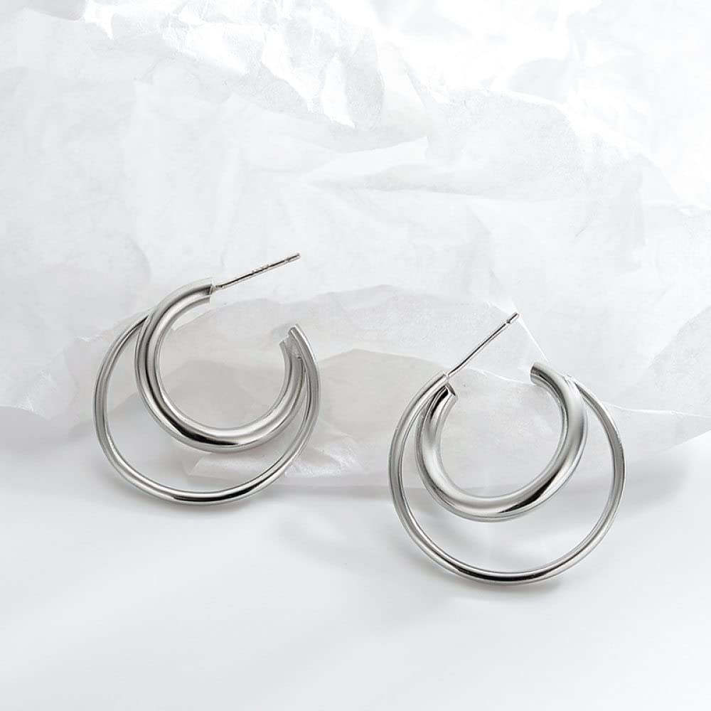 MIDJ Creolen Silber 925,Punk Ästhetische Verdrehte Creolen 925 Sterling Silber Huggie Ohrringe Kreis Tropfen Ohrringe Für Damen Mädchen Party Büro Urlaub Liebhaber Geschenke Edelstein Schmuck