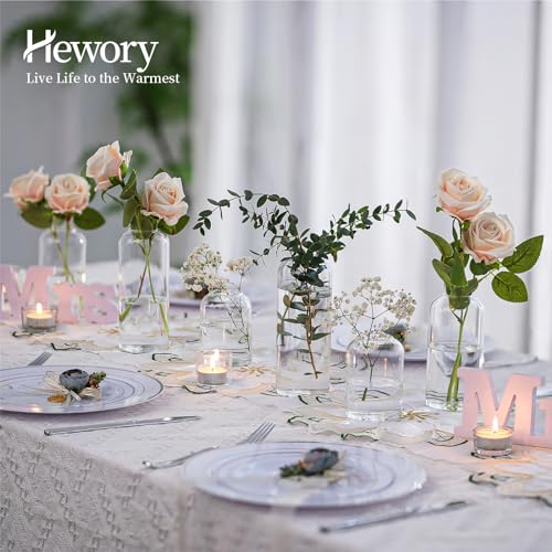Hewory Kleine Vasen für Tischdeko: 6er Set Klar Vasen Deko Glaszylinder Vase Glas, Klein Glasvase Rund Zylinder Vasen Set, Modern Deko Vase Klein Blumenvase Glas für Wohnzimmer Hochzeit Party – Bild 3