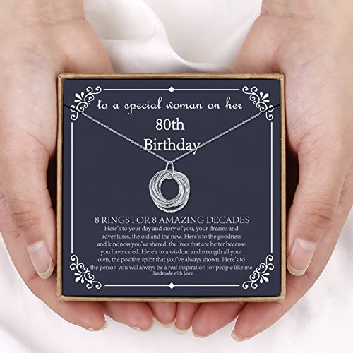Image of IEFLIFE Birthday Gifts for Women, Sterling Silver Chain Birthday Necklaces, 40th 50th 60th 70th 80th 90th Birthday Necklace, 40 50 60 70 80 90 Years Old Birthday Gifts, 4 5 6 7 8 9 Decade Birthday Jewelry for Women