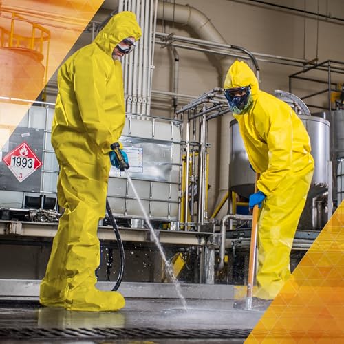 Image of KleenGuard A70 Chemical Spray Protection Coveralls (00685) Suit, Hooded, Booted, Zip Front, Elastic Wrists, Size 2XL, Yellow, (Qty 12)