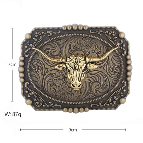 Image of Turquoise Belt Buckle for Men Western Texas Longhorn Bull Rodeo Belt Buckle American Cowboy Chic Gift
