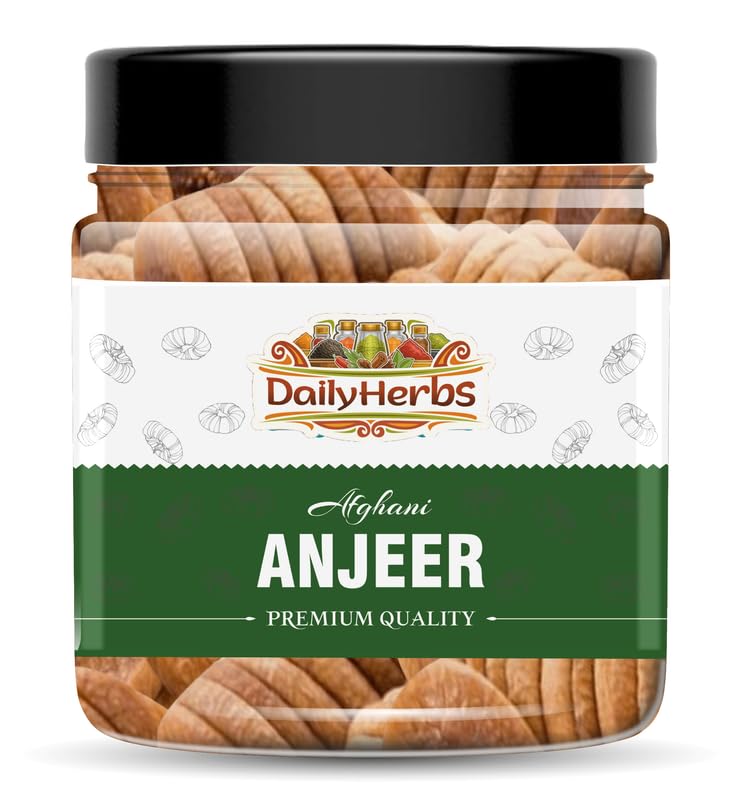 DailyHerbs Dry Figs Afghani Anjeer 1kg | Medium Size Figs Rich Source of Vitamins & Dietary Fiber | Healthy Snack | Low in Calories | Fat Free | Farm Sourced | Jar Pack OF 1