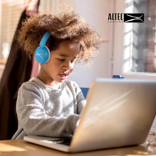 Image of Altec Lansing Kid Safe 2-in-1 Bluetooth and Wired Headphones, Noise Cancelling, Volume Control, Wireless, Foldable Design (Blue)