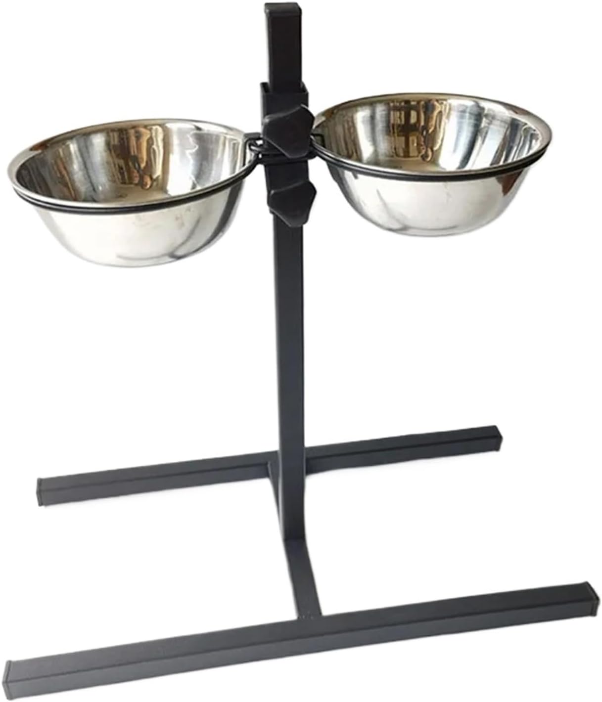 Adjustable Floor-Type Stainless Steel Pet Double Bowl, Portable Removable Feeder & Water Bowl for Cats Dogs