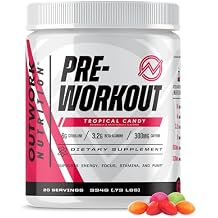 Outwork Nutrition Preworkout for Men & Women - Nootropic Pre Workout Without Creatine, Pre-Workout Powder with Taurine Rhodiola Citrulline Malate Beta Alanine Caffeine Tropical Candy