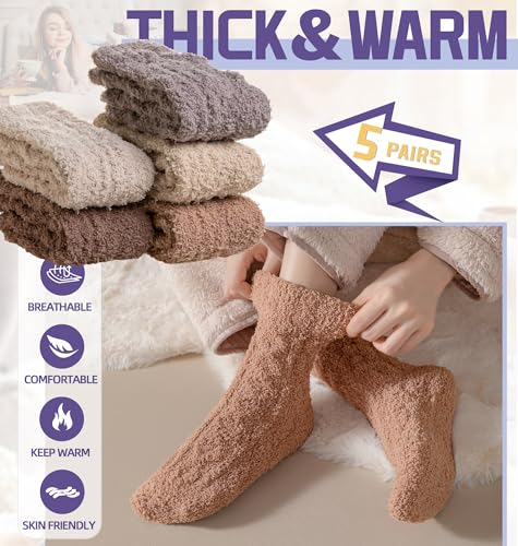 Image of DoSmart Fuzzy Socks For Women Slipper Warm Fluffy Soft Winter Cozy Plush Cabin Sleep Christmas Home Socks
