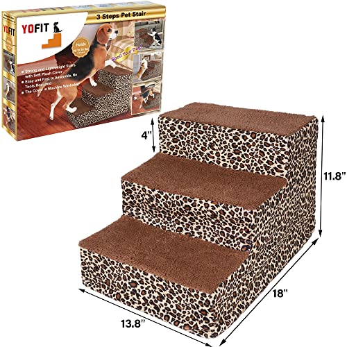 Yofit Doggy Steps NonSlip 3 Steps Pet Stairs For Cats And Dogs, Foldable Plastic