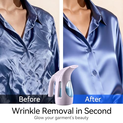 Image of HiLIFE Steamer for Clothes, Portable Handheld Design, 240ml Big Capacity, 700W, Strong Penetrating Steam, Removes Wrinkle, for Home, Office(ONLY FOR 120V) (Pale Lilac)