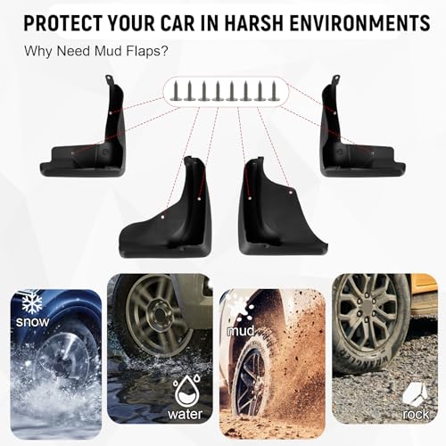 Image of Mud Flaps Compatible with Toyota Camry SE /XSE 2025 2026 (OEM Style), Front and Rear Mud Splash Guard 4PC-Set, Driver and Passenger Sides Wheel & Tire Mudguards