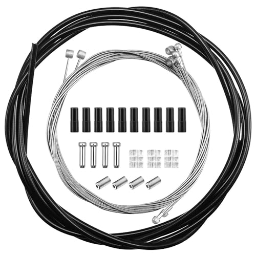 VOANZO Universal Brake Cables Bike Kit, 4 Pcs Inner Brake Cable, Bicycle Replacement Set for Road Bike Mountain Bike (Black)
