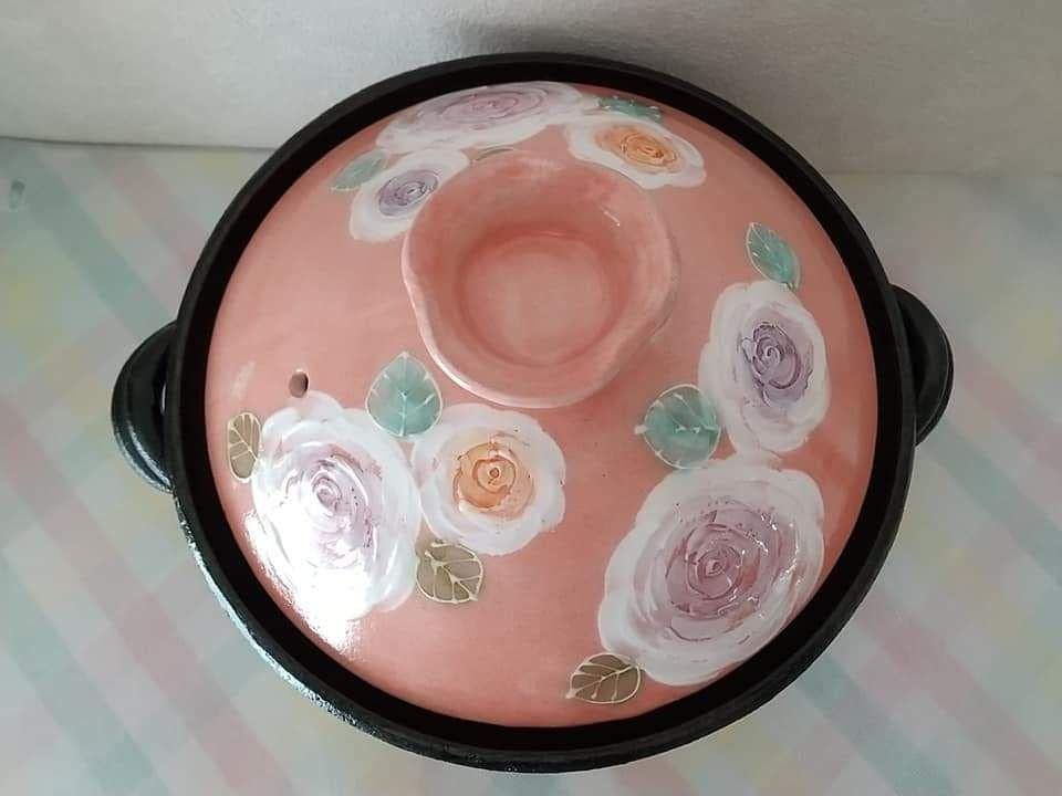 Amazon.co.jp: ゆずりは工房の姉妹ブランド工房風花 土鍋 彩バラ 8号