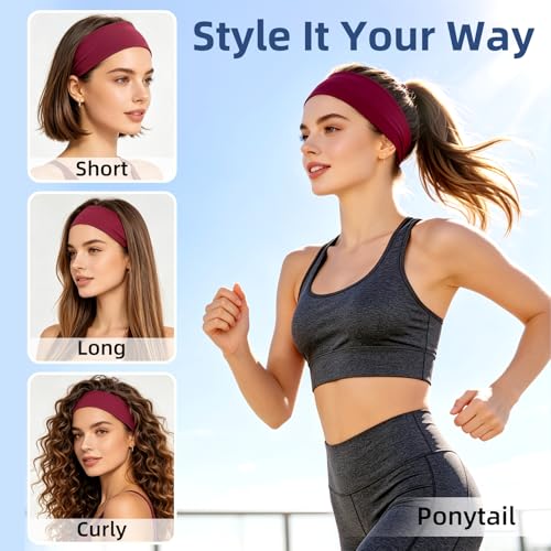 Image of Fishinsea 10 Pack Headbands for Women, Elastic Non-Slip Hair Bands Hair Warp for Sports Daily Workout Yoga Running