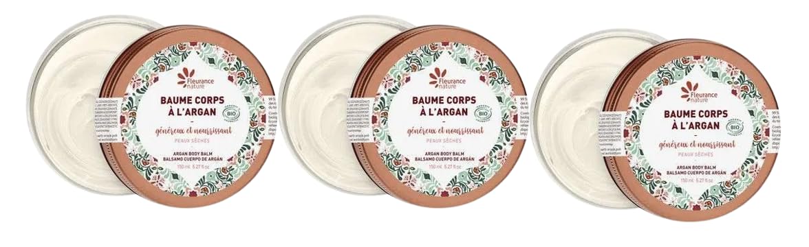 Triplo Fleurance Nature- Baume Corps Généreux Nourrissant à l'argan 150ml cosmétique certifié Bio Cosmos Ecocert- Soin Corporel femme & homme Bio à l'argan- baume bio hydratant 24169 (3)