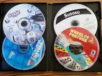 CD-ROM Board Games Galore: 4 CD Software Pack; Wheel of Fortune 2, Jeopardy 2, Sudoku & Boggle Book