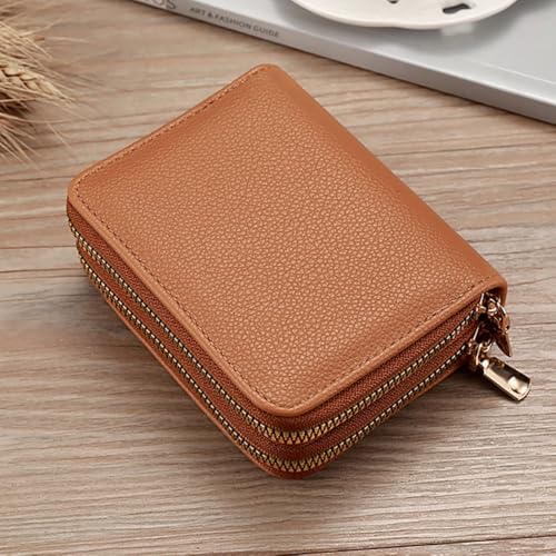 RFID Blocking Large Capacity Ladies Wallet Long Clutch Wallet Multi Card Organizer, Double Layer Women's Clutch Organizer, Brown
