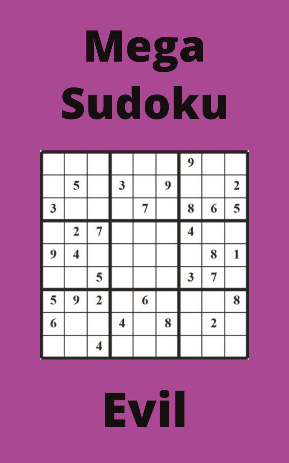 Purple Mega Sudoku Book, 9x9 Puzzles, 50 Pages, 5x8, Evil