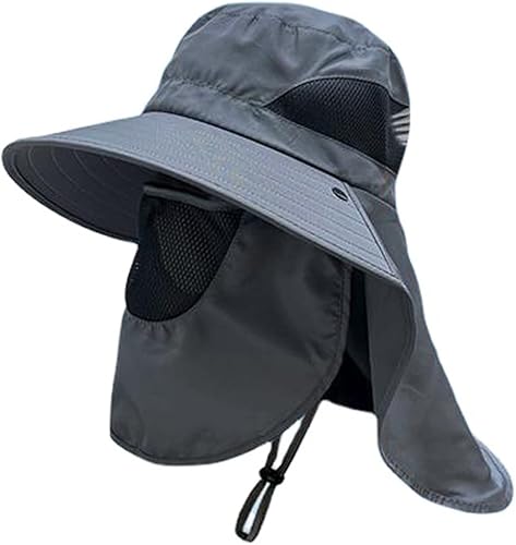 Sombrero de sol para exteriores para hombresmujeres con 50+, sombrero de pescador de ala ancha impermeable, sombrero plegable con solapa para el