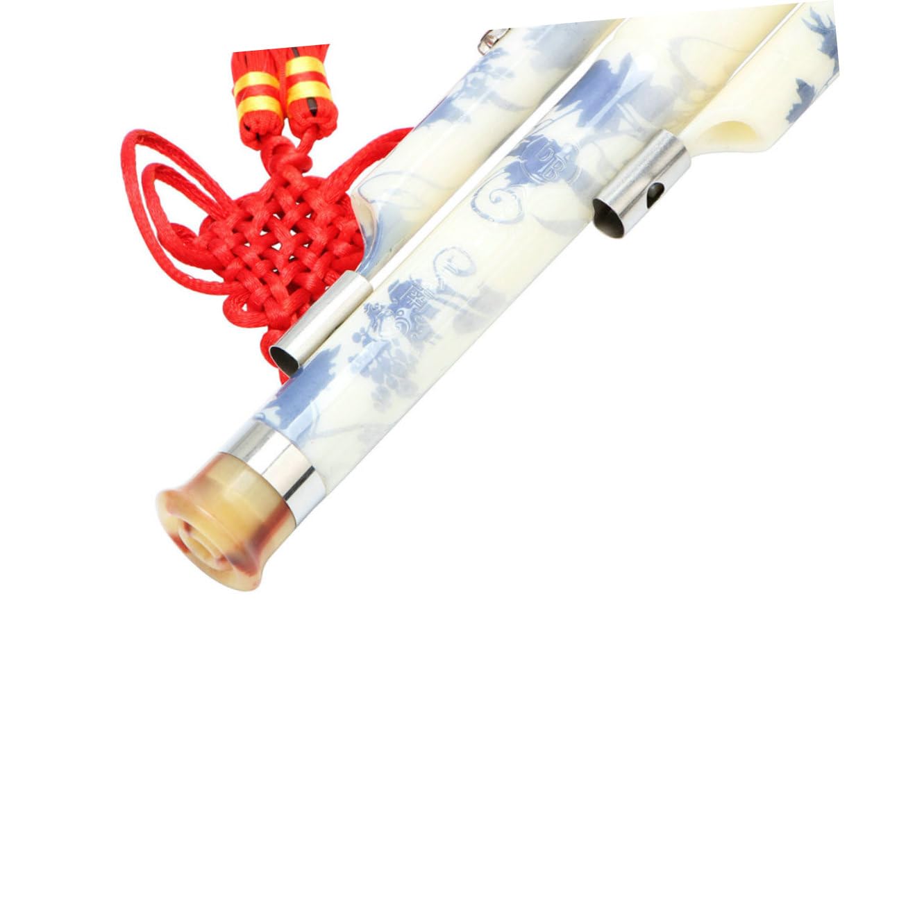 Kisangel Synthetic Porcelain Cucurbit Flute for Beginners Chinese Traditional Instrument Blue White Pattern Easy to Play