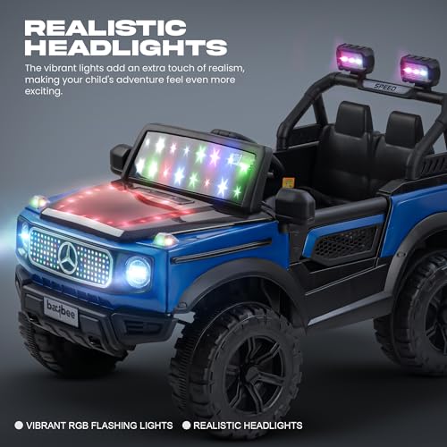 Image of Baybee Benzie 4x4 Battery Operated Jeep for Kids, Ride on Toy Kid Car with RGB Windshield Light & Music | Baby Big Battery Cars | Electric Jeep Car for Kids to Drive 2 to 6 Years (Blue)
