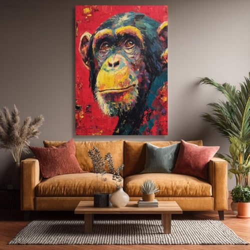 Décoration unique pour votre intérieur toile chimpanzé rouge