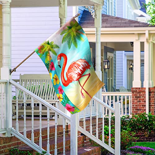 Texupday Flamingo Beach Summer House Flag Tropical Palm Trees Decoration Outdoor Yard Flag 28" X 40" #TOP6