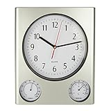 Poolmaster 52602 Indoor and Outdoor Clock, Thermometer, Hygrometer, Silver