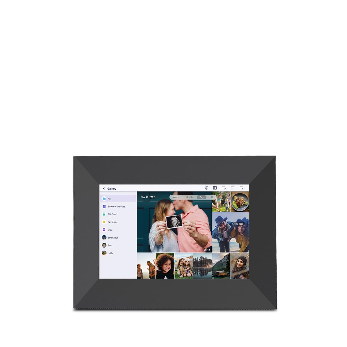 PRIXTON Marco de Fotos Digital Prado S con WiFi, Pantalla Táctil 7 Pulgadas, Resolución1024x600, RAM 1 GB / 32 GB Memoria Flash, App móvil, Entrada USB Tipo-​C y Tarjeta SD, Color Negro