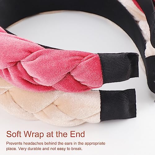 Image of DRESHOW Braided Headbands for Women Velvet Hair Hoop Elastic Criss Cross Hair Bands Accessories