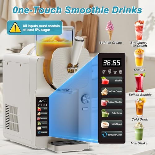 ice cream maker slushie machine for home slushy machine 70 oz margarita machine with 6 preset programs for ice cream smoothie milkshake cocktail frapps 9-level adjustable thickness white