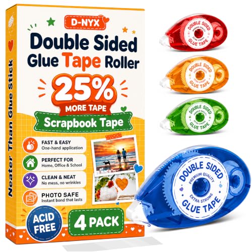D-NYX Double Sided Tape Scrapbook Tape Roller Adhesive Glue Runner Scrapbooking Journaling Supplies Must Have Glue Tape Roller for Paper Art & Craft Card Making Gift Wrapping Office School Home