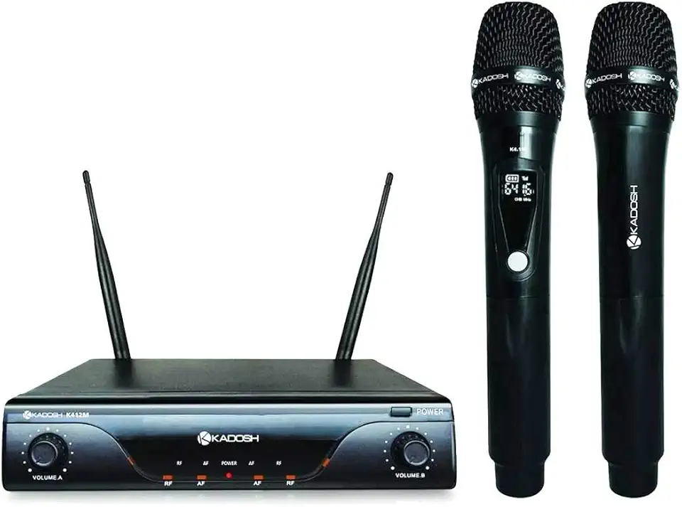 Microfone Sem Fio Kadosh K-412M UHF Duplo Bastão