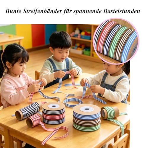 Ruban gros grain rayé bleu 9m en polyester de qualité supérieure - 5