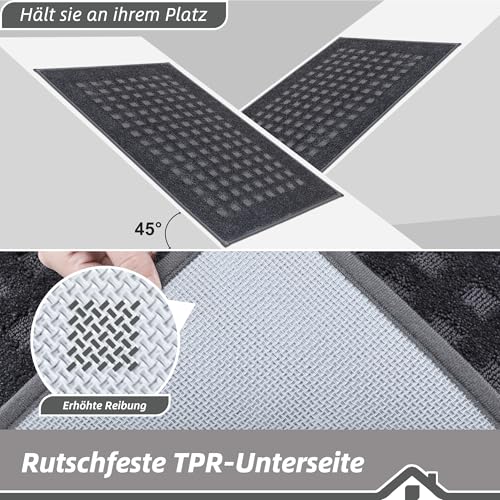 BEQHAUSE Fussmatte Innen, waschbar Fußmatte Innen, rutschfeste Schmutzfangmatte 80x120cm, Teppich Eingangsbereich Innen für Hund, Innenbereich, Haustür, Flur, Dunkelgrau